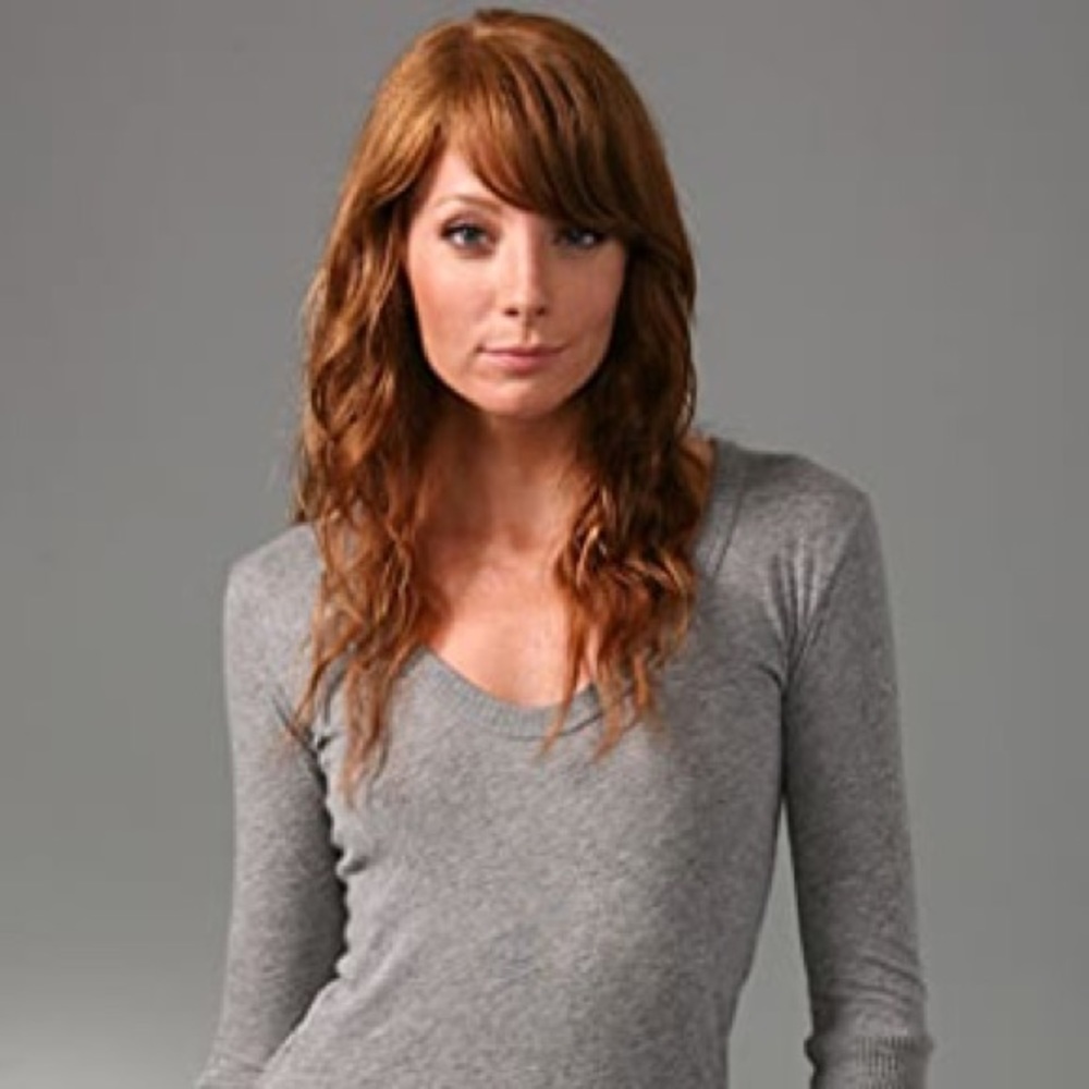 Enza Costa Gray Cotton Cashmere Long Sleeve Tee Thumbhole Small